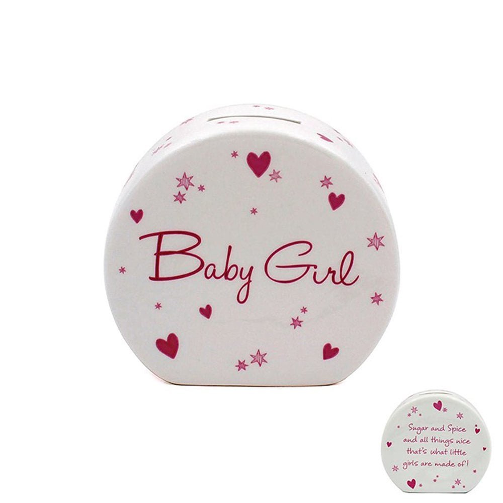 The Leonardo Collection Star and Heart Baby Girl Fine China Money Box