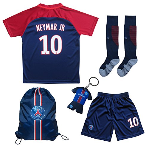 2017/2018 PSG Paris Saint Germain Home #10 NEYMAR JR. Football Futbol Soccer Kids Jersey Shorts Socks Set Youth Sizes (7-8 YEARS)