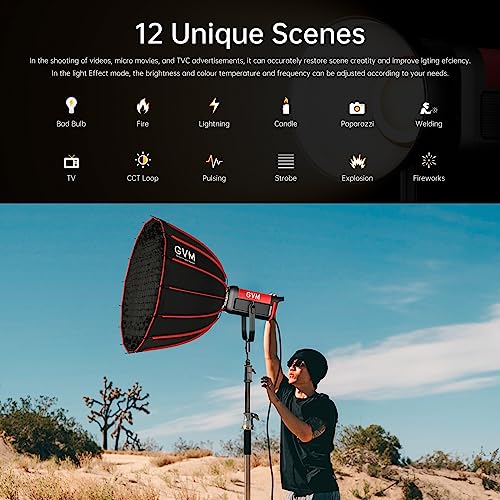 GVM 300W Bi-Color Video Lighting Kit with Softbox and Bowens CCT Stand 2700K~6800K CRI 97+ Continuous Lighting for Photography