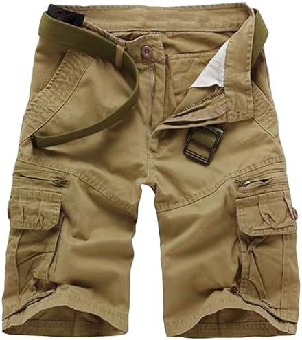 SOUGAO Men's Cargo Shorts Cotton Casual Work Combat Shorts Solid