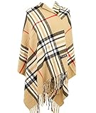2PLY 100% Cashmere Blanket Oversized Scarf OS Tartan Nova Check Scotland Wool Plaid (Beige Camel Nova Tartan Check Plaid)