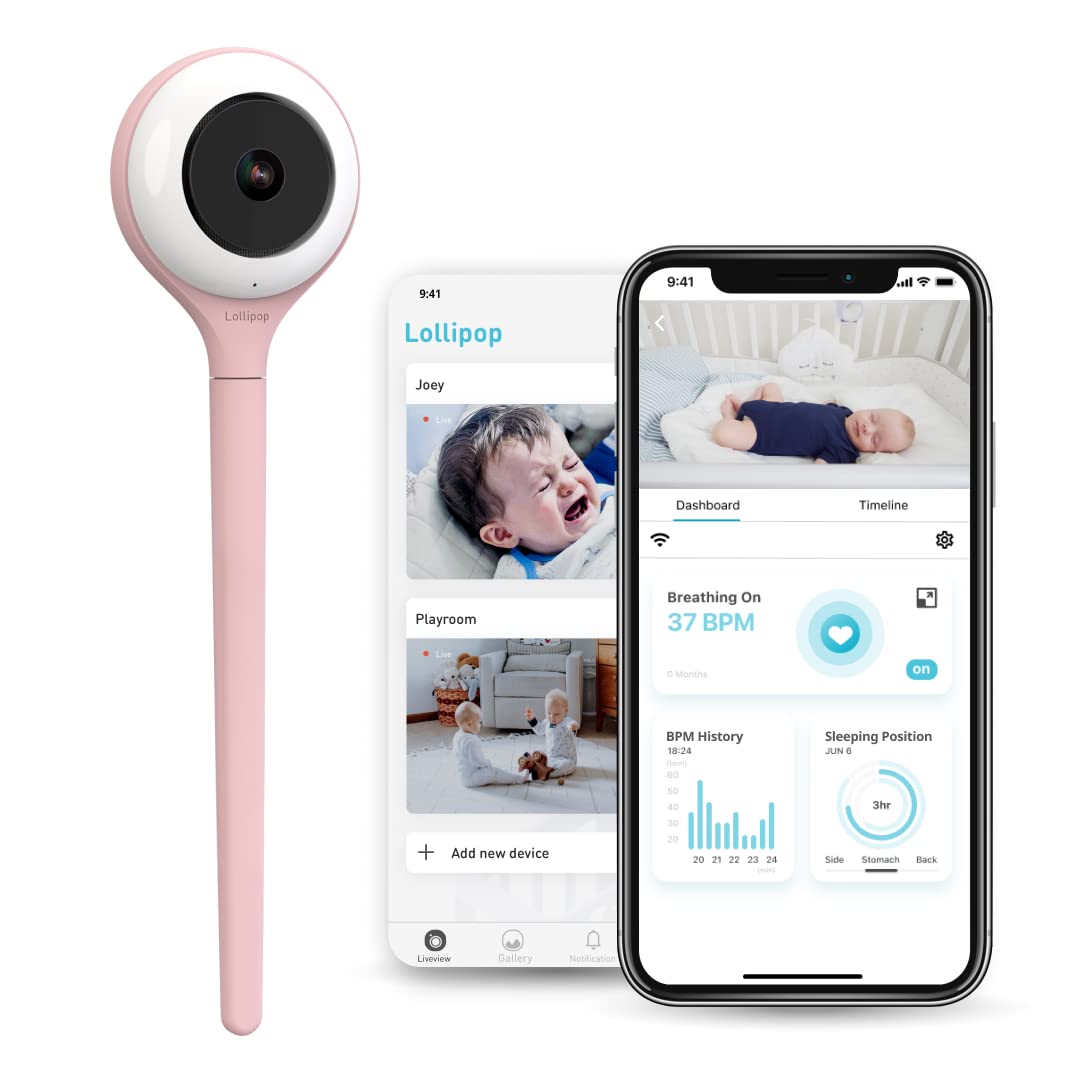 Photo 1 of Lollipop Baby Monitor (Cotton Candy) -Full-Featured Smart Wi-Fi Camera of True Crying Detection with Extra in-App Plan of Breathing Monitoring/Sleep Tracking-Accessories Free/7 Days Trial Period