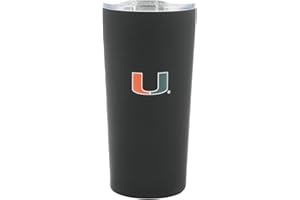 Decorvo Officially Licensed Collegiate Stainless Steel Tumbler - Double Walled Insulated Travel Tumbler with Slide Lid - 18 oz (Miami)