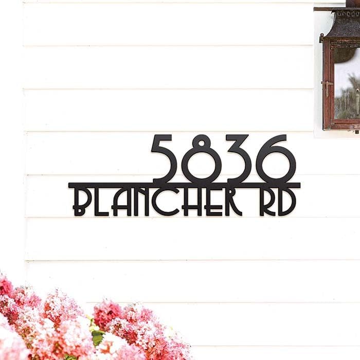 Address Signs - Personalized Metal House Number Sign with Street Name | Personalized Address Sign | Modern House Numbers | Handmade Metal Address Sign | Custom Address Plaque (White)