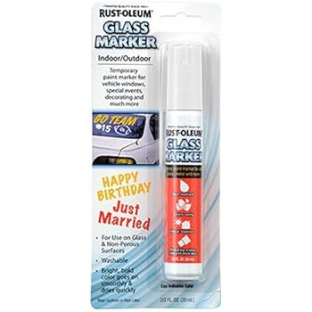 Rust-Oleum 267963 Soap and Water Washable Leaving no Residue Glass Marker, White