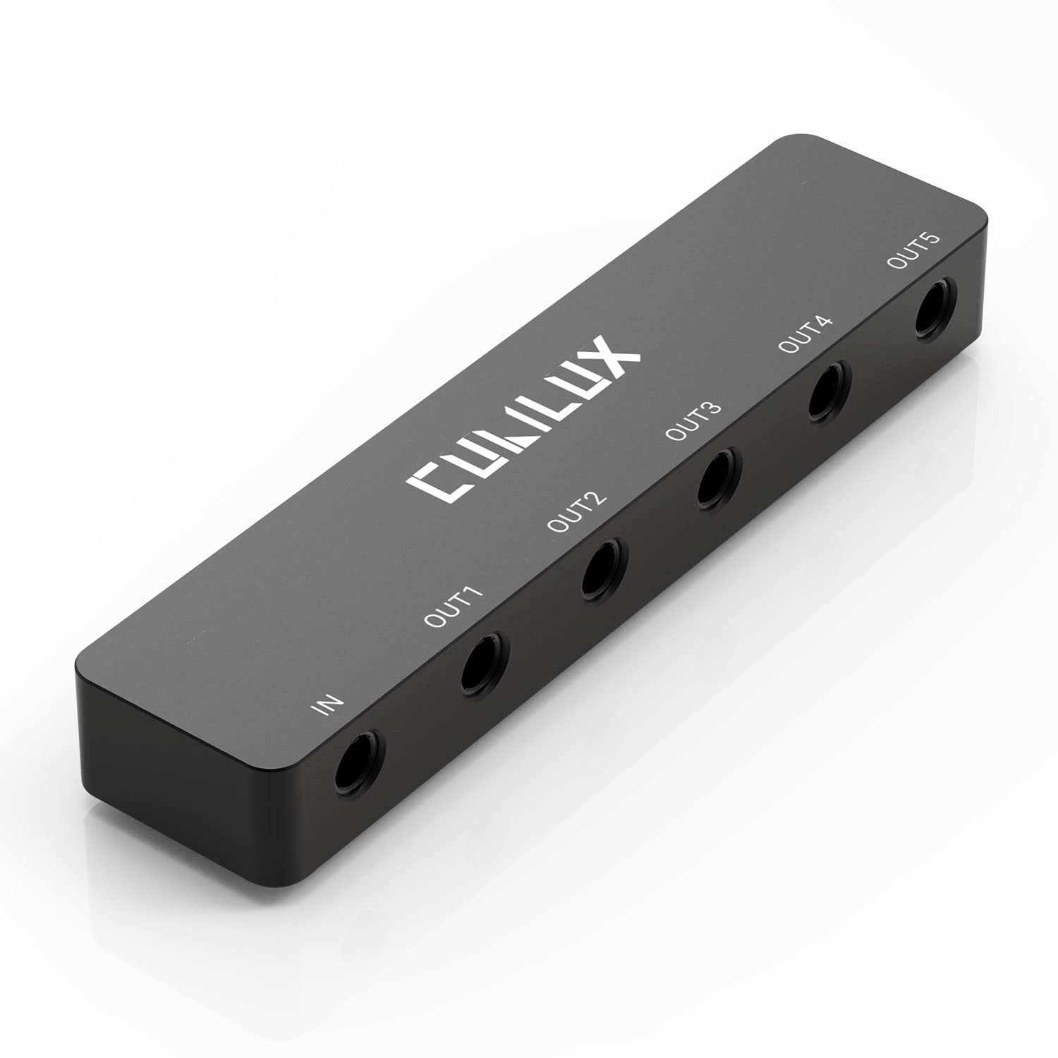 Cubilux 5-Way 3.5mm Headphone Splitter, Professional Aluminum Case 5-Channel 1/8” Stereo AUX Splitter, Multi-Port TRS Audio Share/Split Box/HUB Compatible Speaker Earphones Laptop PC Smartphone Tablet