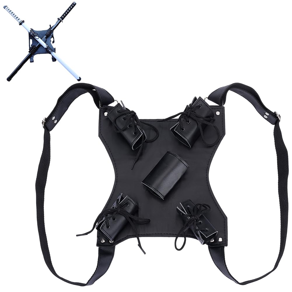 NBEADS Sword Bags, 27.2x24cm PU Leather Sword Bag Sword Carry Bag with Alloy Waist Fencing Sheath Sword Storage Bag Sword Carry Case for Samurai Cosplay Costume Halloween Party, Black