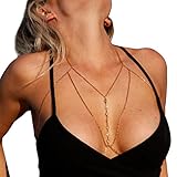 Glamaker Women's Sexy Halter Body Chain Jewelry Bikini Bra Necklace Gold