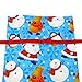 VZWraps North Pole Buddies Reusable Christmas Bag - Santa, Snowman, Reindeer on Blue Fabric (Standard 10 Inches Wide by 15 Inches High)