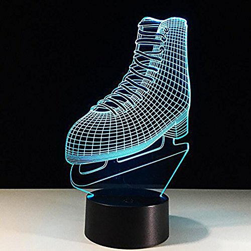 Ice Skating 3D Night Light Ice Skates 3D Led Optical Illusion 7 Colors Change Night Light Touch