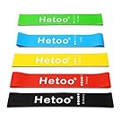 Resistance Bands, Hetoo (12 x 2-Inch) Set of 5 Fitness Exercise Bands best for Stretching, Physical Therapy, Yoga and Home Fitness