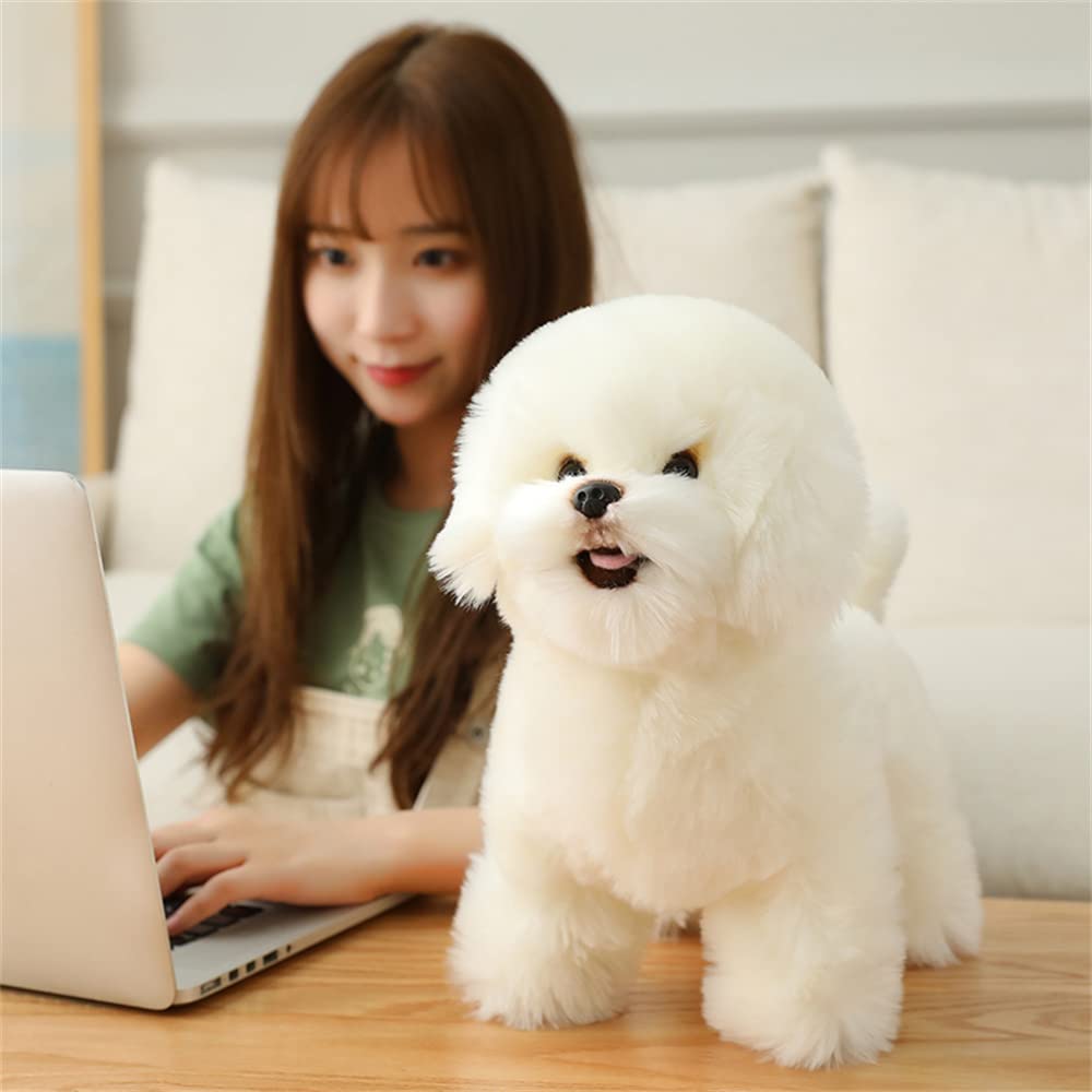 Photo 1 of pangcangshu Simulation Bichon Frise Plush Toy Stuffed Animal Realistic Puppy Dog Toy for Home Decoration Easter, Thanksgiving, Christmas, New Year's Gifts (White, 35cm/13inch)