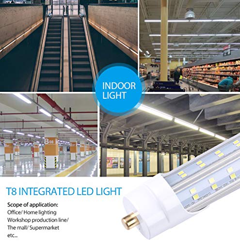 T8 V Shaped 8ft Led Light Tube 96" Single Pin 90W 10800 Lumens, 6000K Led Bulb Clear Cover Super Bright,FA8 Base,4 Rows 270 Degree, Dual-End Powered, Ballast Bypass,25 Pack - Thumbnail 4