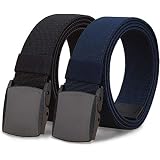 WYuZe Plus Size Nylon Tactical Belt 2-Pack - 1.5" Web Belt With Plastic Buckle (Black + Coffee)