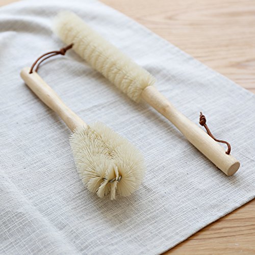 Astra Gourmet 2-Pack Bottle Brush Cleaner with Wooden Handle for Cups Sports Bottle Baby Bottle and More(8.8" & 11.8")