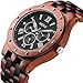 MEKU Men's Wood Wrist Watch Quartz Day Date Wooden Watch Gift (Sandalwood & Ebony)