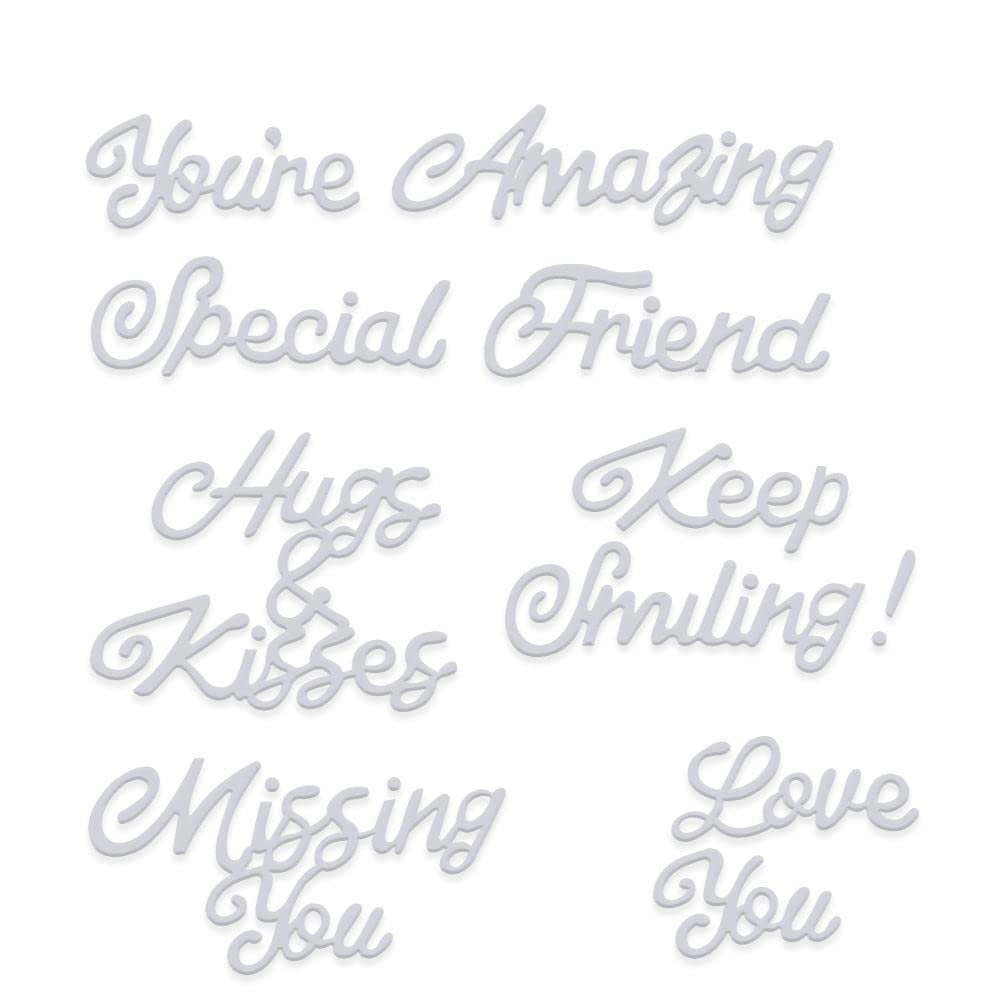 Sweet Dixie Metal Cutting Dies Sentiments Set 1, Silver, (SDD597)