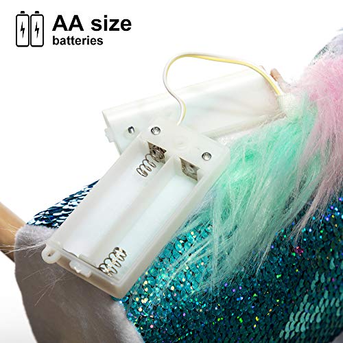 HollyHOME Sequin Unicorn Stick Horse with Wood Wheels Real Pony