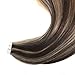 Ugeat 14 inch Remy Hair Extensions Highlight Colored Brown Mixed Blonde Skin Weft Tape in Hair Extensions Silky Straight Human Hair Extensions