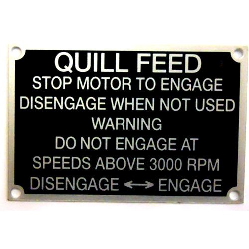 Bridgeport BP 11182894 Quill Feed Nameplate