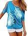 Relipop Women's Fashion Off Shoulder Tops Short Sleeve Blouse Casual T-Shirt (Large, Sky Blue)