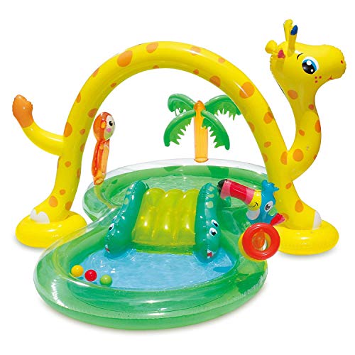 Summer Waves 8.5ft x 6.3ft x 50in Inflatable Jungle Kiddie Swimming Pool Splash Play Center with Slide and Sprinkler - Thumbnail 6