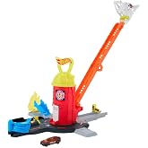 Hot Wheels City Super Fire Station Rescue Playset &amp; Toy Fire Truck | Ladder-Track Extends 16&rdquo; &amp; Has 4 Different Exits, Easy Storage, Includes 1:64 Scale Truck