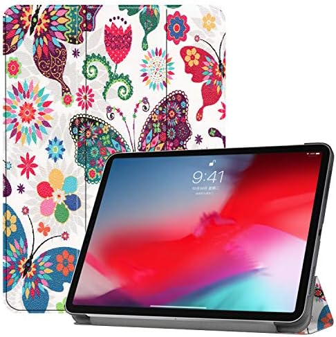 NOKEA iPad Pro 11" 2018 Case, [Artist Series Case] Cute Stylish Slim Lightweight Folding PU Leather Multi-Angle Stand Auto Sleep/Wake Function Smart Cover for iPad Pro 11" (2018) (Colorful Butterfly)