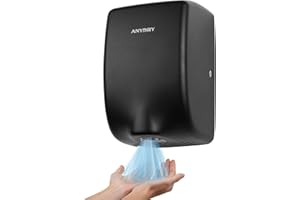 anydry Compact Hand Dryer, High-Speed 1350W Airflow, Matte Black Finish, Space-Saving for Commercial & Home Use, Model 2803Y