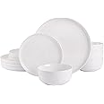 Gibson Home Oslo 12-Piece Porcelain Dinnerware Set, White,Service for 4 (12pcs)