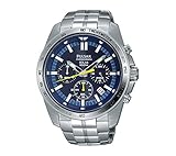 Pulsar Men's 45mm Solar Chronograph Watch with Blue Dial