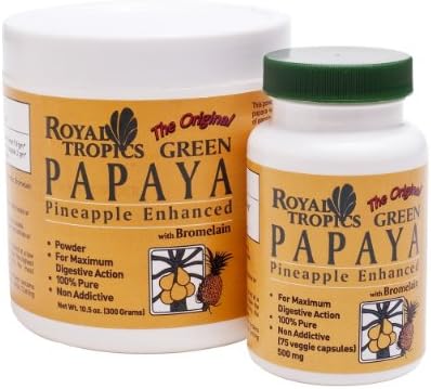 Royal Tropics Green Papaya Pineapple enhanced with Bromelain, 300g, plus 75 capsules Veggie capules 500 mg