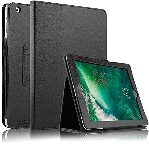 PU Leather Stand Case for iPad Air 1/2 9.7 2017/18 5th/6th Generation Folio Cover (Black)