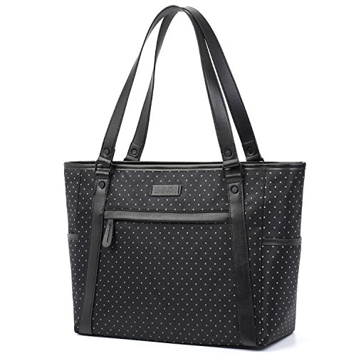 Womens laptop bag, brinch stylish nylon zip white dot l…