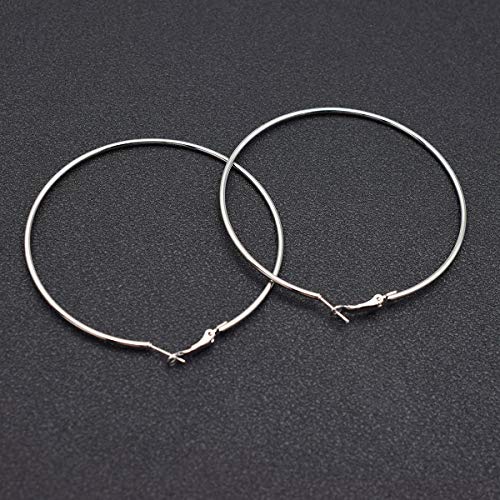 80mm Large Basketball Hula Hoop Earrings for Women Men - Big Thin Hoop Earrings (Silver, 80)