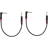 Rannsgeer 2 Pack 1/4 Inch TRS to TRS Right Angle Patch 1 Feet Cable (1 Ft 2 Pack)