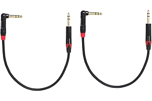 Rannsgeer 2 Pack 1/4 Inch TRS to TRS Right Angle Patch 1 Feet Cable (1 Ft 2 Pack)