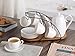 Ceramic Tea Cup Set, including 6 pcs Tea Cup and Saucer with 1 teapot Bamboo Rack, for Home and Office Coffee Teaparty by Pukka Home (Service for 6 (5 oz)) …