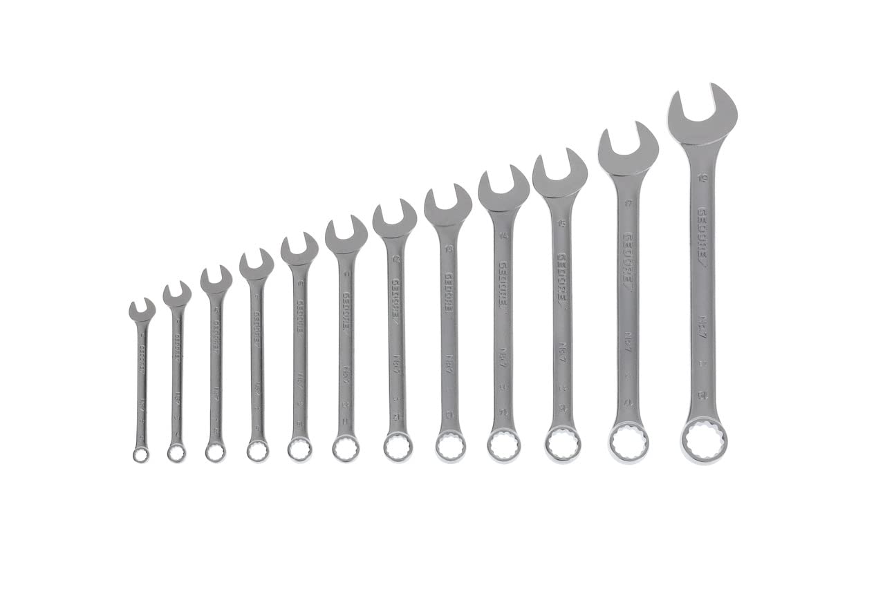 GEDORE 12-pc. Combination spanner set, AF 6-19 mm, 15° angled, Bi-hex, UD profile, Spanner set, 7-0112