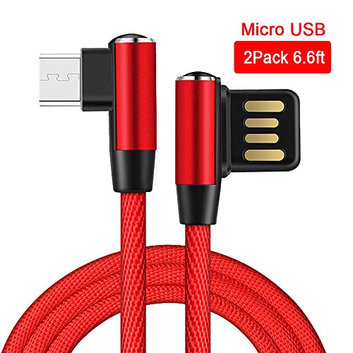 90 Right Angle Micro USB Cable 6.6ft 2 Pack