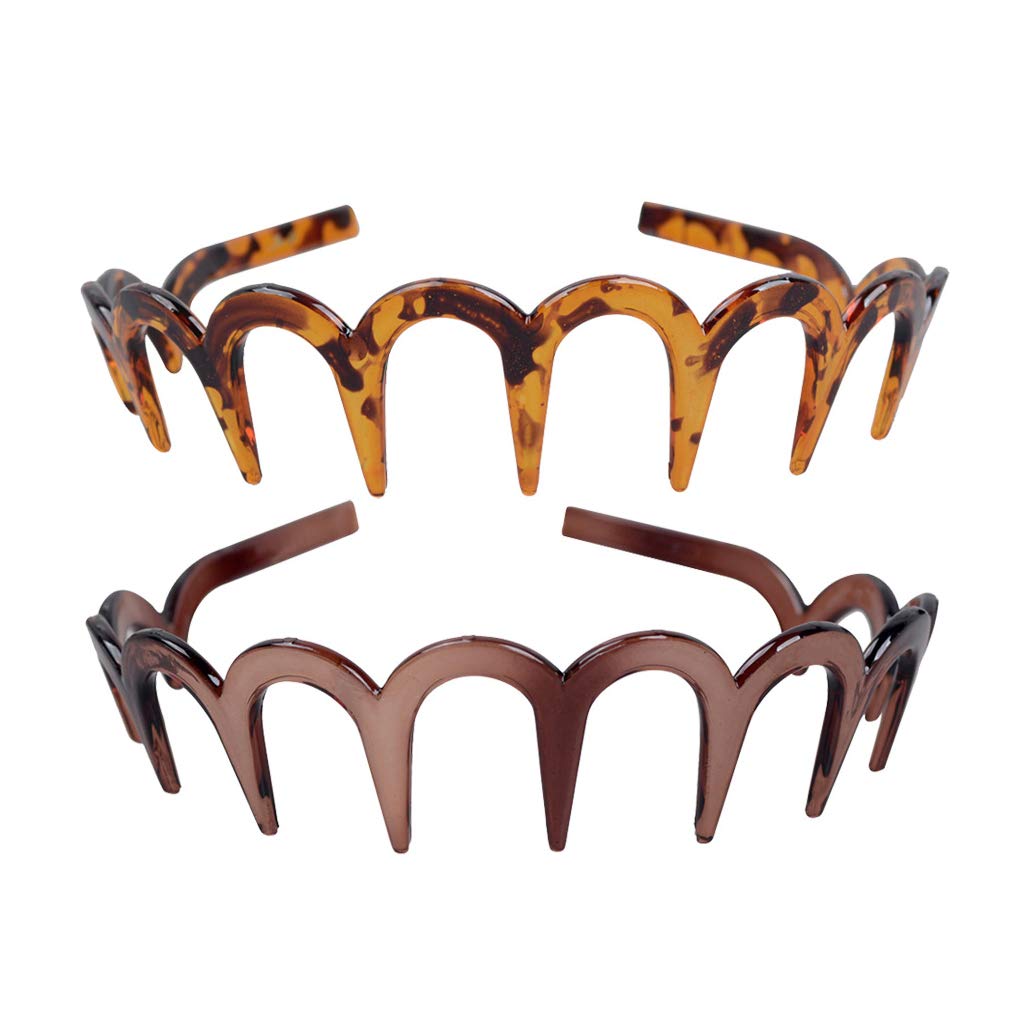 Fodattm 2PCS Zig Zag Shark Tooth Hairband Plastic Headband Hair Comb Women Hair Hoop Hair Accessories (A#)