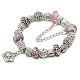 RUBYCA Silver Tone European Charm Bracelet 7.9