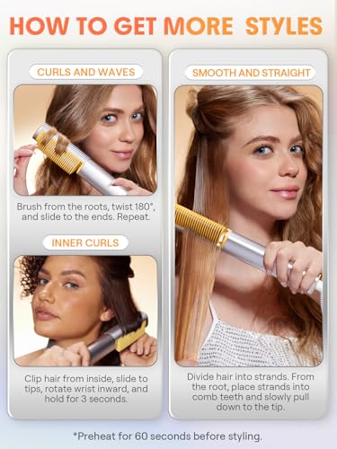 SHEGLAM Straightener Brush for Thick Hair, 3D Ionic Hair Straightening Brush with 24K Gold Heated Comb, Anti-Scald Design, 60s Fast Heat-Up, Auto-Off, Frizz Control, Sleek & Smooth Styling