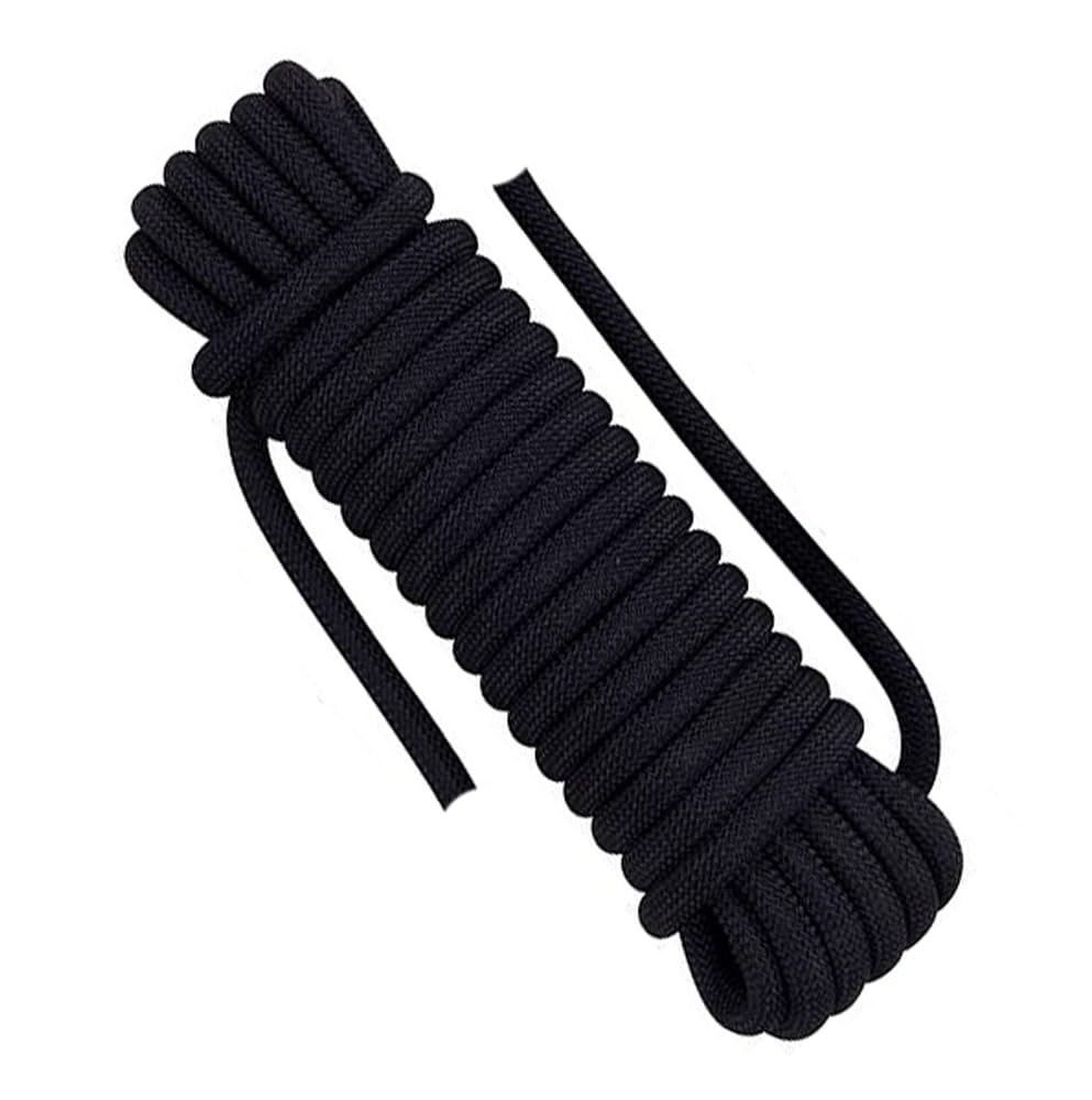 HONENCN 10 mm x 30 Meters Static Rope Marine Rope Anchor Rope Boat Rope Rappelling Rope Float Rope Tree Swing Rope Sail Rope Climbing Rope Black