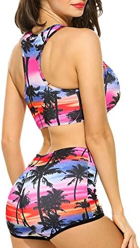 Women's Sexy Two Pieces Set Print Swimwear Swimsuit Beach Wear Bikini Sunset S