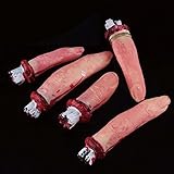 MMRM Bloody Fake Fingers Severed Chopped Off Body Parts Halloween Scary Tricky Gift 5Pcs