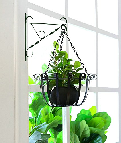 2 Pcs Hanging Plants Bracket & Hanging Chain for Garden Planter Hook, Bird Feeder, Wind Chime Lanterns Hanger (Dark green) by OVOV