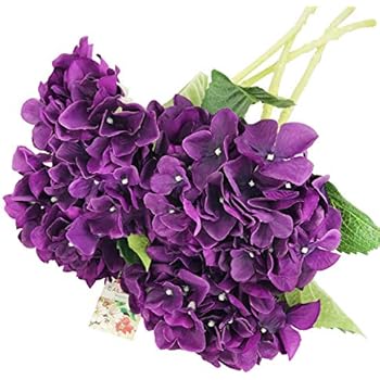 Amazon.com: Raylinedo Artificial Deep Purple Hydrangea ...