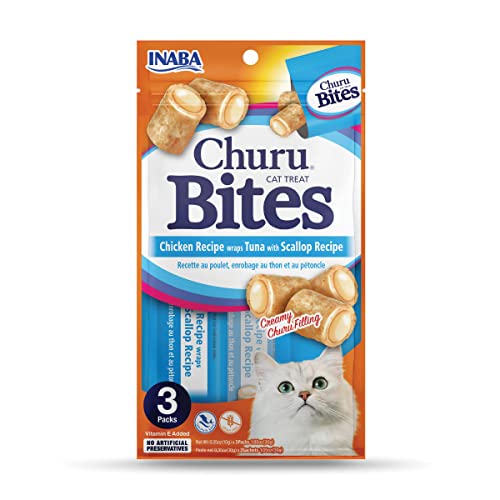 INABA Churu Bites for Cats, Soft & Chewy Cat Treats with Creamy Churu