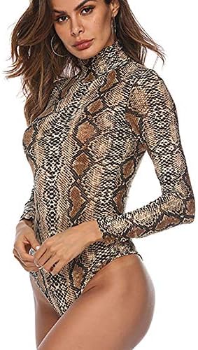 ASUNG Basic Solid Bodysuit for Women Turtleneck Leotard Top Long Sleeve Bodycon Jumpsuit Stretchy Romper